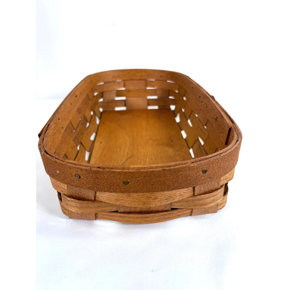 Peterboro Basket Co Woven Wood Rectangular Storage Basket Brown Handcrafted USA